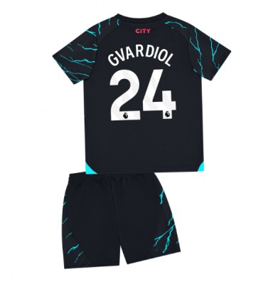 Manchester City Josko Gvardiol #24 Koszulka Trzecich Dziecięca 2023-24 Krótki Rękaw (+ Krótkie spodenki)